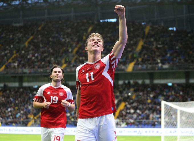 Danec Rasmus Höjlund je s petimi zadetki najboljši strelec kvalifikacij. Dvakrat je zadel v polno tudi v Astani, a z Danci po norem preobratu Kazahstana ostal praznih rok. | Foto: Reuters