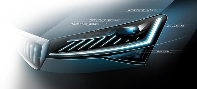 Prenovljeni superb bo imel kot prvi avtomobil znamke Škoda tudi matrične žaromete LED. | Foto: Škoda