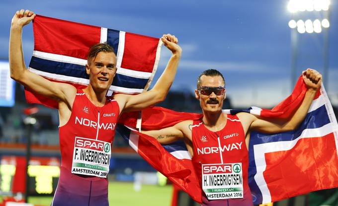 Filip in Henrik Ingebrigtsen sta osvojila medalji v isti disciplini. | Foto: Reuters