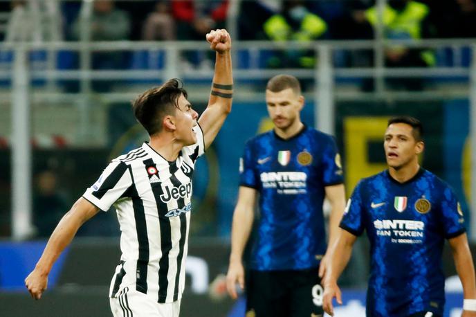 Inter Juventus Dybala | Veselje Paula Dybale po zadetku, s katerim je izenačil rezultat na derbiju v Milanu na 1:1. | Foto Reuters