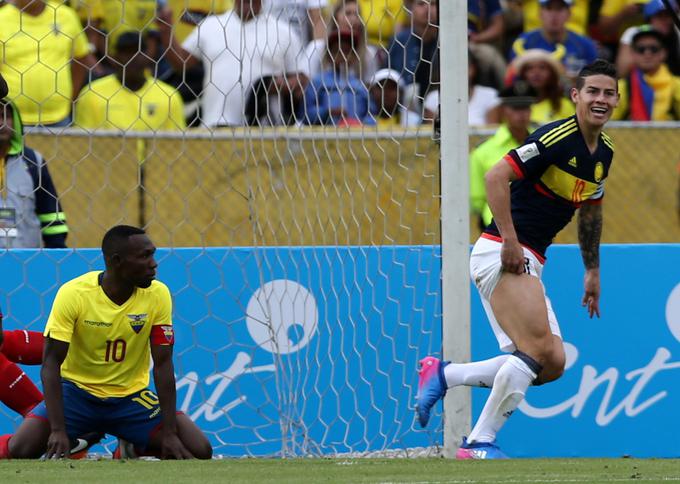 James Rodriguez je za Kolumbijo zadel še na drugi tekmi zapored. | Foto: Reuters