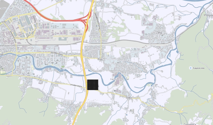 Predvidena lokacija za nov zapor v Dobrunjah, ki naj bi rešil prostorsko stisko na Povšetovi. | Foto: zemljevid.najdi.si