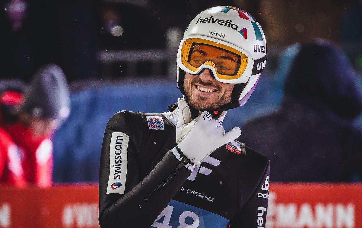 Killian Peier | Švicar Killian Peier je bil prvi na prvem in drugi na drugem treningu na veliki skakalnici. | Foto Sportida