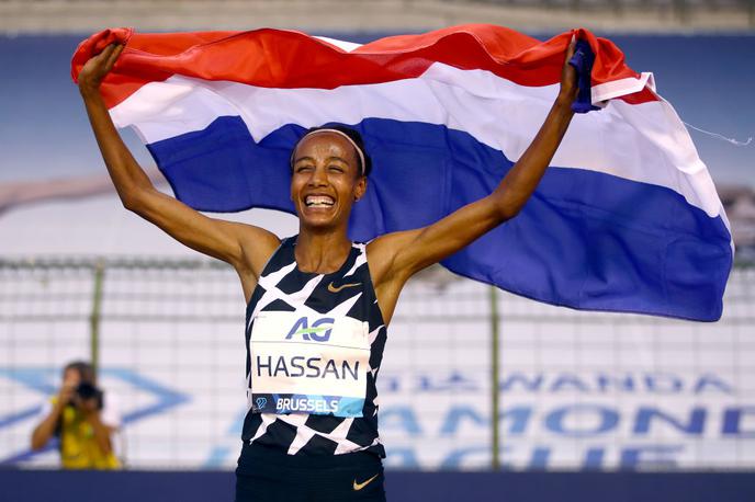 Sifan Hassan | V Etiopiji rojena Nizozemka Sifan Hassan je na mednarodnem atletskem mitingu v ameriškem Eugeneu dosegla nov evropski rekord v teku na 10.000 metrov.  | Foto Getty Images