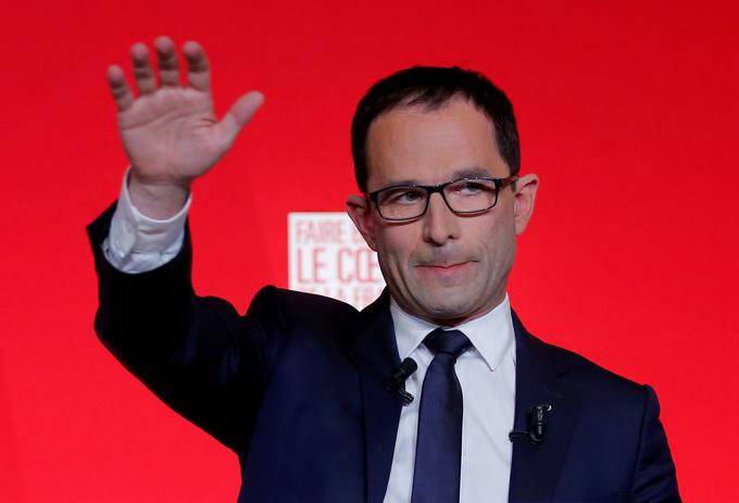 Benoit Hamon za razliko od Fillona ni nikoli veljal za favorita volitev. A peto mesto je kljub temu za kandidata socialistov velik neuspeh. Hamon bo v drugem krogu podprl Macrona. | Foto: Reuters