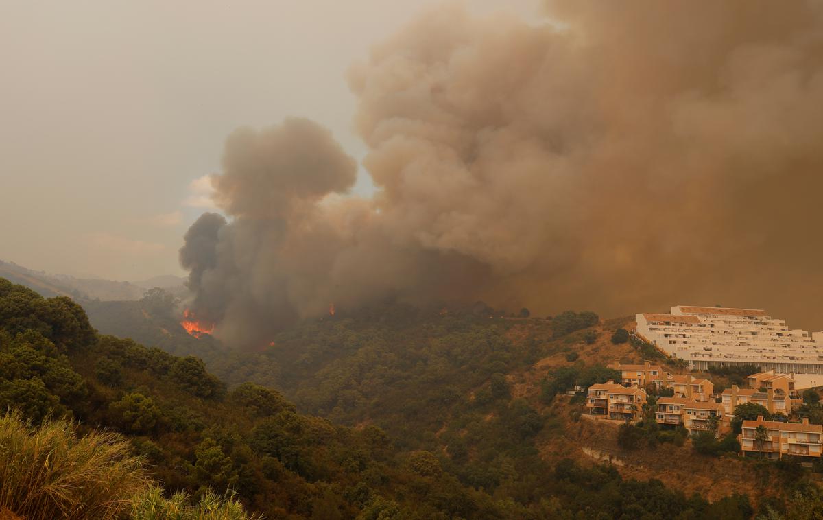 požar Španija | Požar na območju riviere Costa del Sol je doslej uničili že več kot sedem tisoč hektarjev gozdnih površin. | Foto Reuters
