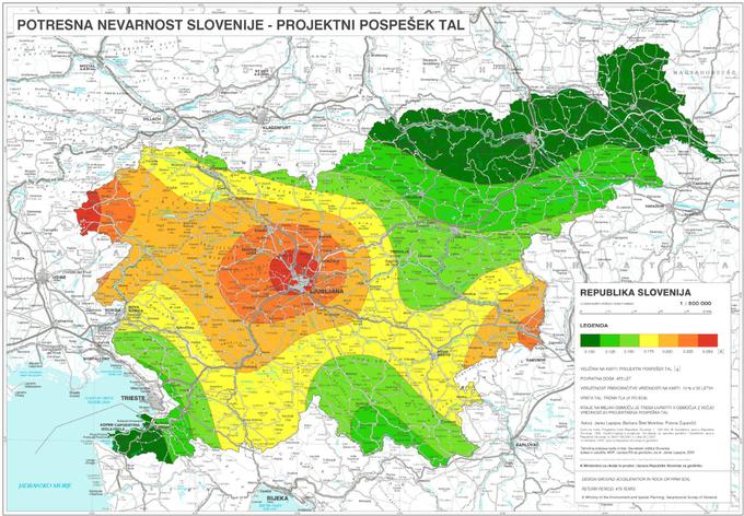 Karta potresne nevarnosti Slovenije | Foto: Arso