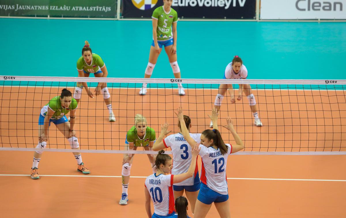 Kv. za EP: Slovenija - Češka (odbojka) | Slovenke so na kvalifikacijskem turnirju v Latviji doživele še drugi poraz. | Foto CEV