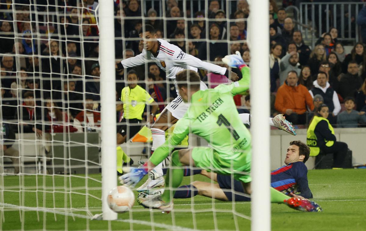 Barcelona Manchester United Marcus Rashford | Marcus Rashford je zadel za 1:1. Zadel je na vsaki od zadnjih petih tekem. | Foto Reuters