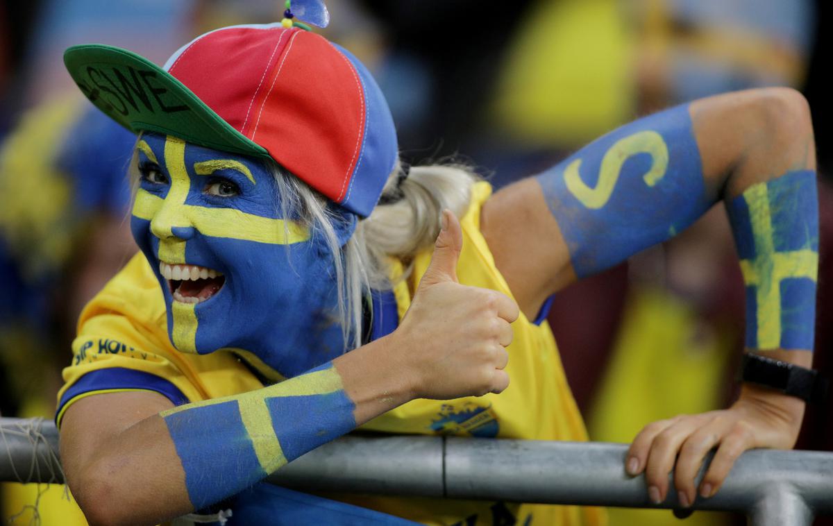 Švedska navijač | Švedska bo danes prvič gostovala v Sloveniji. | Foto Reuters