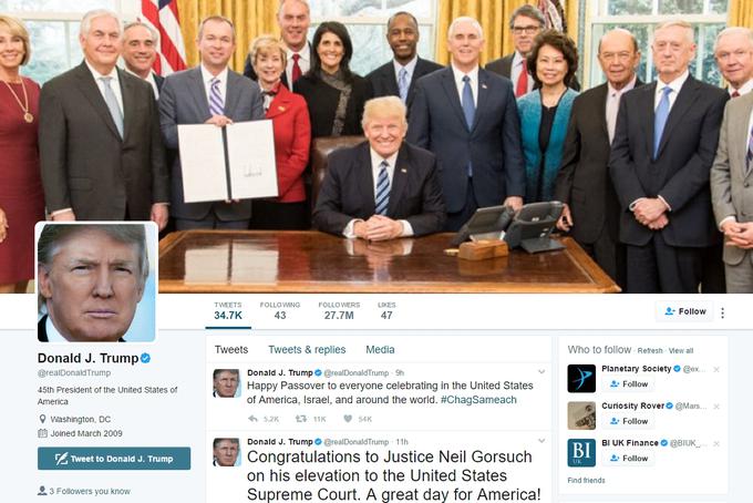 Profil Donalda Trumpa na družbenem omrežju Twitter. | Foto: Twitter - Voranc