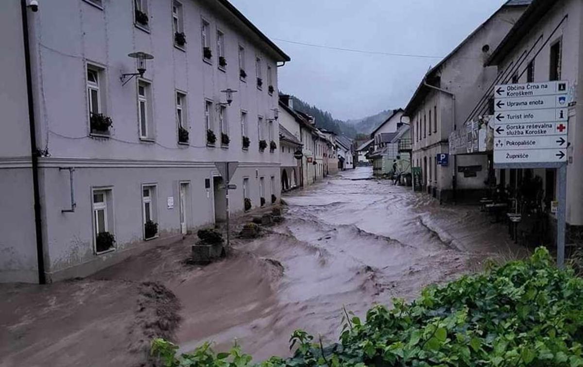 Črna na Koroškem | Črna na Koroškem v obdobju najhujših poplav | Foto Neurje.si / Facebook