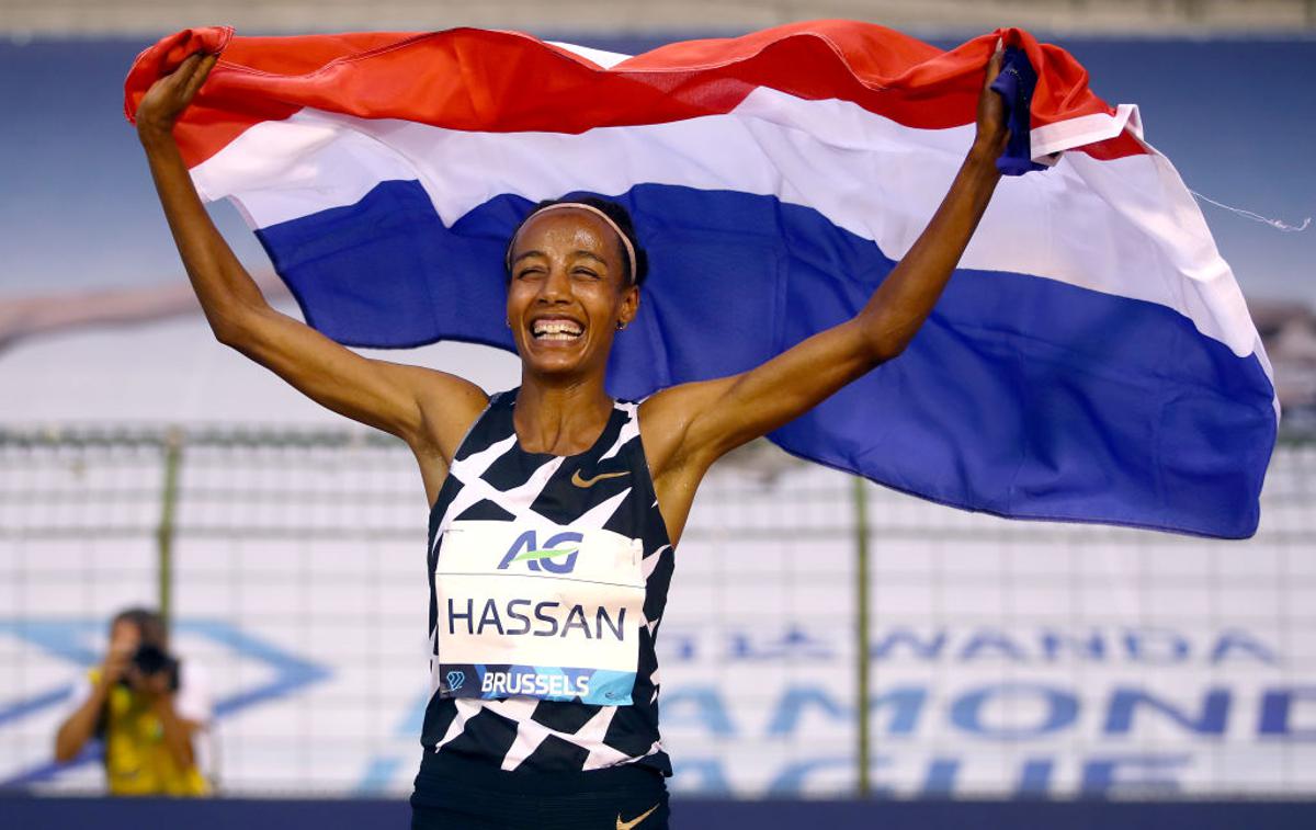 Sifan Hassan | V Etiopiji rojena Nizozemka Sifan Hassan je na mednarodnem atletskem mitingu v ameriškem Eugeneu dosegla nov evropski rekord v teku na 10.000 metrov.  | Foto Getty Images