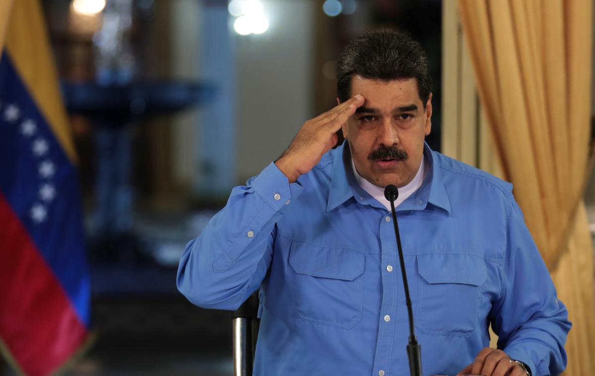 Nicolas Maduro | Venezuelska vlada je sporočila, da je preprečila poskus vdora terorističnih plačancev iz Kolumbije. Na fotografiji venezuelski predsednik Nicolas Maduro. | Foto Reuters
