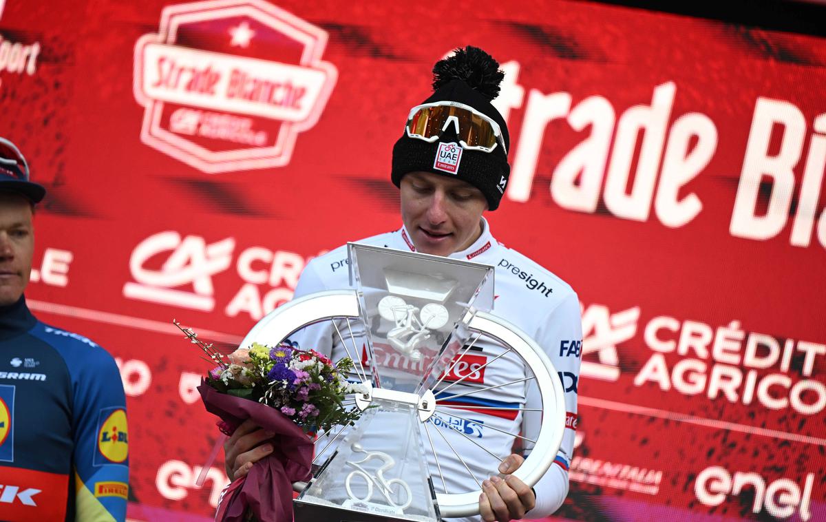 Tadej Pogačar, Strade Bianche 2024 | Tadej Pogačar je že na svoji prvi dirki sezone osupnil kolesarski svet. | Foto Guliverimage