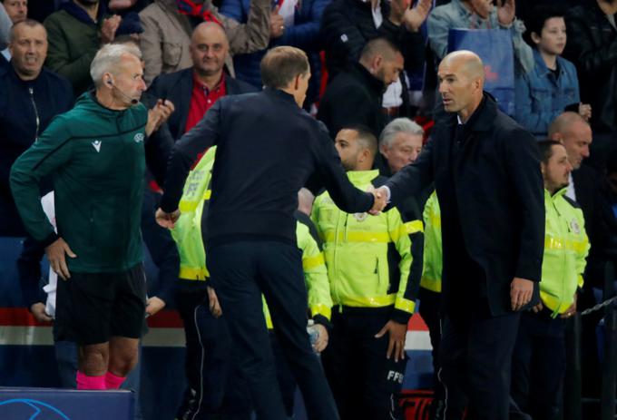 Zadovoljni Tuchel in razočarani Zidane. | Foto: Reuters