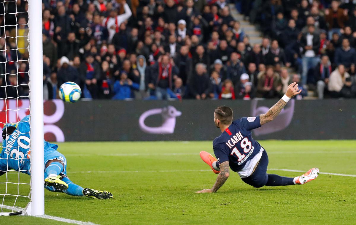 Mauro Icardi | Argentinec Mauro Icardi se je odlično znašel v majici PSG. Za Parižane je zdaj zabil že sedem golov v sedmih nastopih. Tokrat je prispeval dva. | Foto Reuters