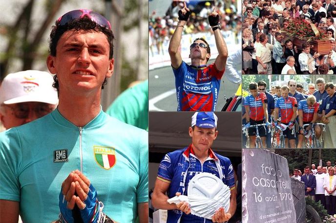 casartelli kolaž | Danes mineva 27 let od smrti italijanskega kolesarja Fabia Casartellija, ki je 18. julija 1995 umrl med spustom v 15. etapi Dirke po Franciji. 