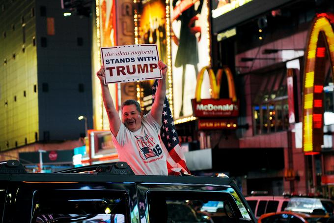 Trumpovo zmago slavijo tudi na Times Squaru v New Yorku. | Foto: Reuters
