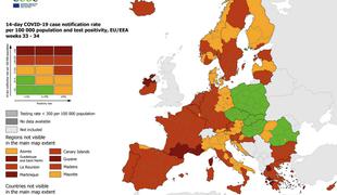 Vse slabše stanje: Evropa Slovenijo obarvala rdeče #video