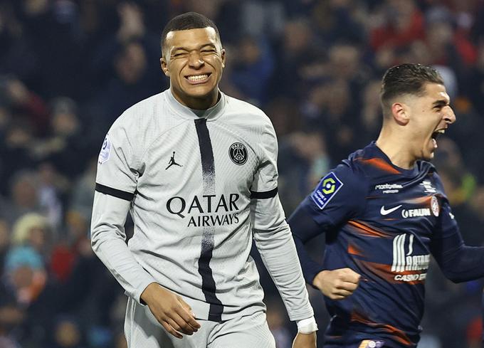 Mbappe je v tej sezoni za PSG v vseh tekmovanjih dosegel že 26 zadetkov, po drugi strani pa je na tekmah proti Montpellieru zapravil že več 11-metrovk. Z bele točke je bil neuspešen tudi 13. avgusta 2022, ko je PSG doma premagal Montpellier s 5:2. | Foto: Reuters