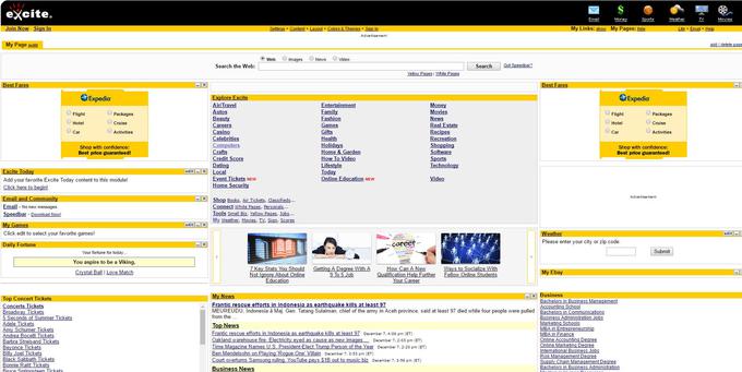 Spletna stran Excite danes še vedno deluje, a se z njo ukvarjajo drugi, saj je podjetje, ki jo je ustvarilo, propadlo pred petnajstimi leti. Če jo želite preizkusiti, kliknite na sliko. | Foto: 