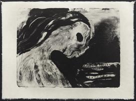 David Lynch, Alice razmišlja o samomoru (Alice Thinks about Suicide), 2008, litografija, 66 x 89 cm. Z dovoljenjem: Item Éditions.