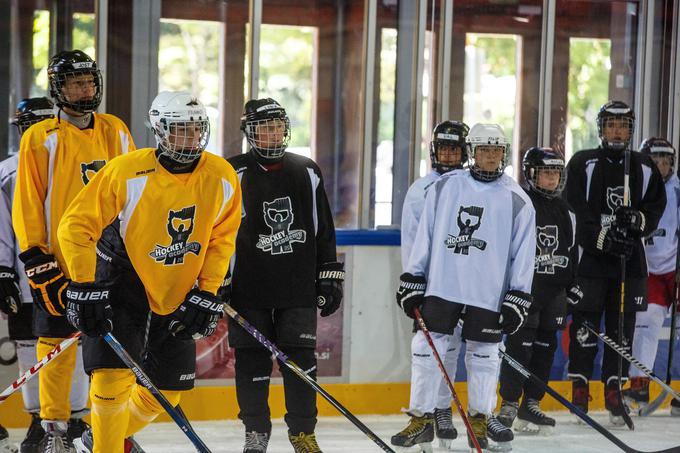 Čeprav smo sredi poletja, ko marsikateri šolarji počitnice preživljajo na plaži in se predajajo morskim užitkom, je te dni na ledu blejske ledene dvorane izjemno pestro. Prva skupina otrok hokejske akademije trenutno edinega slovenskega NHL-ovca Anžeta Kopitarja in hokejsko upokojenega Tomaža Razingarja že nabira novo hokejsko znanje. | Foto: 