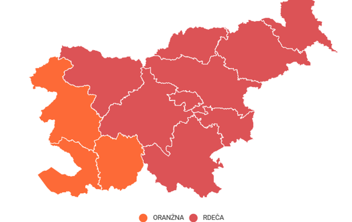 Rdeče regije | Rdečih je že devet od skupaj 12 slovenskih statističnih regij. | Foto Siol.net