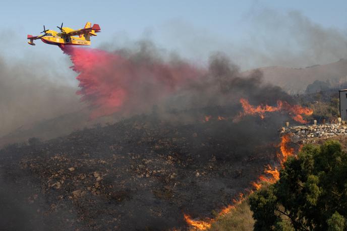 Požar na Siciliji | Pri gašenju poleg gasilcev sodelujejo tudi letala. | Foto Reuters