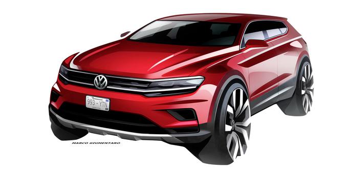 Avtomobil se bo v Evropi imenoval tiguan allspace, v ZDA in na Kitajskem pa zgolj tiguan. Skice sicer napovedujejo zelo dinamičen avtomobil, a dejansko bo oblikovno zelo podoben obstoječemu tiguanu. | Foto: Volkswagen