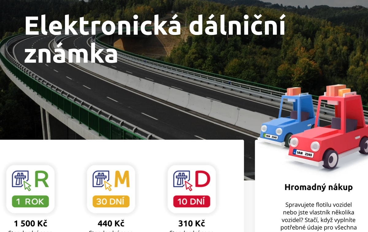 vinjeta Češka | Uradni prodajni kanal za digitalno vinjeto na Češkem prek spletne strani www.edalnice.cz. | Foto zajem zaslona