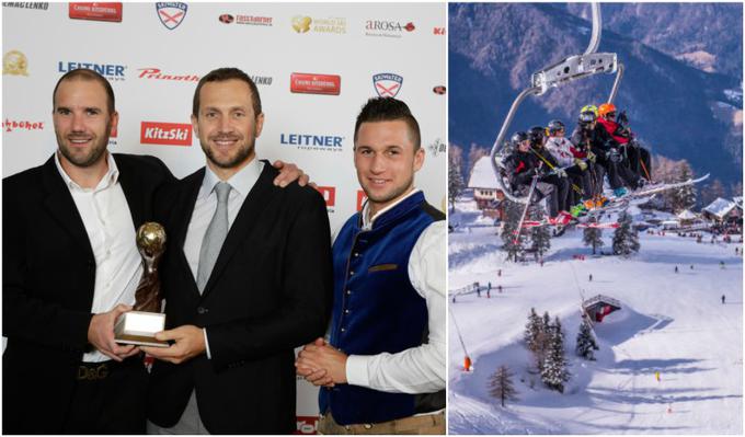 V imenu smučišča Krvavec sta nagradi prevzela Uroš Zupan iz marketinga RTC Krvavec in nekdanji alpski smučar Jure Košir, ki je ambasador tega največjega smučišča na Gorenjskem. | Foto: 
