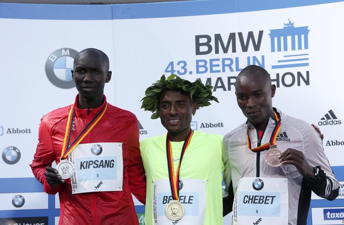 Najhitrejši tekači v Berlinu: Wilson Kipsang, Kenenisa Bekele in Evans Chebet | Foto: Reuters