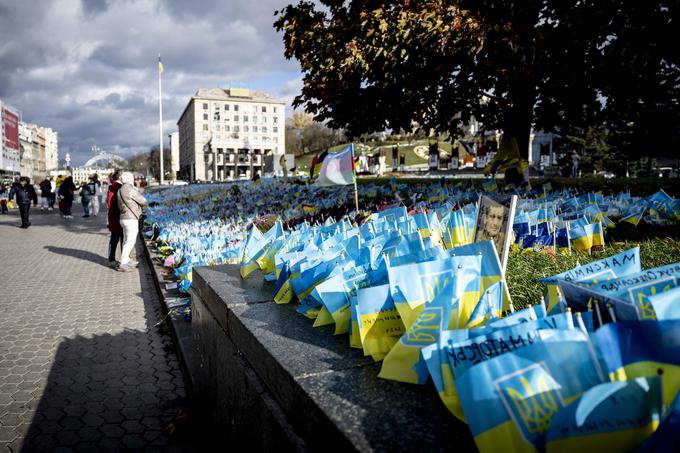 Zastavice v spomin na padle vojake.  | Foto: Ana Kovač