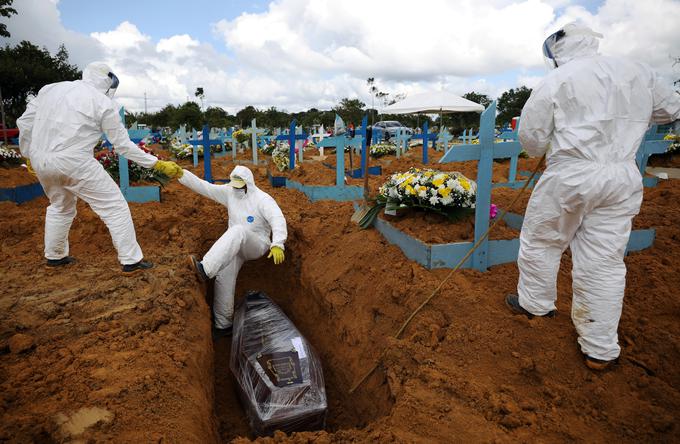 V Braziliji je v zadnjem dnevu za boleznijo covid-19 umrlo največ bolnikov do zdaj. | Foto: Reuters
