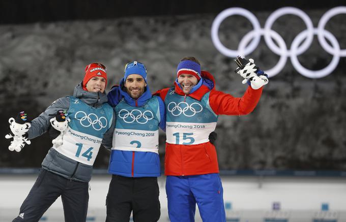 Najboljša trojica - Simon Schempp (2.), Martin Fourcade (1.) in Emil Hegle Svendsen (3.). | Foto: Reuters