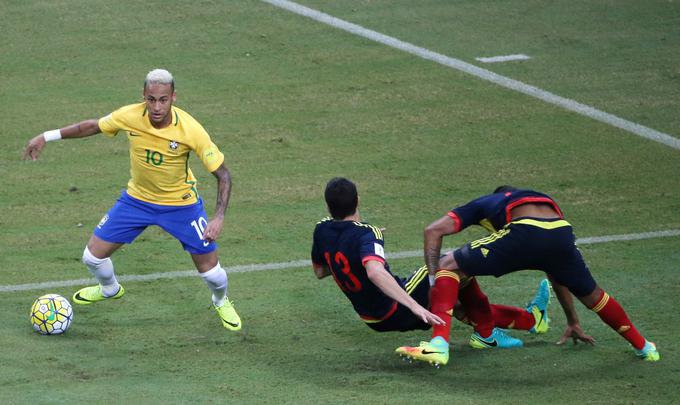 Neymar je odločil zmagovalca v zelo pomembnem srečanju med Brazilijo in Kolumbijo. | Foto: Reuters