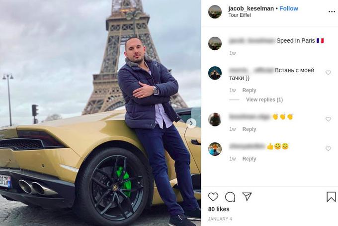 Ena od fotografij, ki jih je Jakob Keselman oziroma "Volk iz Kijeva" objavil na Instagramu. Z njih je med drugim razvidno, da ima zelo rad drage avtomobile znamke Lamborghini. | Foto: Instagram / Dagens Nyheter / Posnetek zaslona | Foto: 