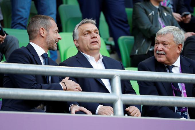 Sandor Csanyi v družbi Aleksandra Čeferina (levo) in Viktorja Orbana (v sredini). | Foto: Reuters