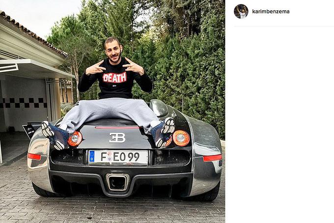 Francoski napadalec Karim Benzema vozi lamborghinija aventadorja, bugattija veyron pur sang (ena od le petih izdelanih različic tega avtomobila), rolls-roycea wraith, mercedesa-benz G 63 AMG. (foto: Instagram) | Foto: Instagram/Getty Images