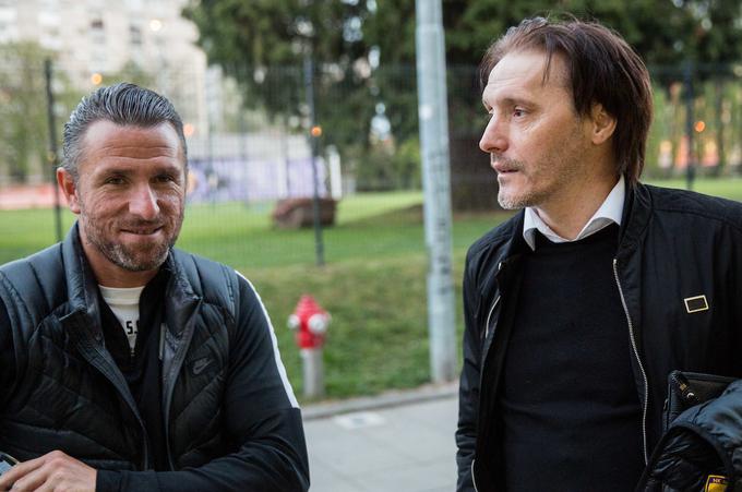 Tako sta se pred enim izmed večnih derbijev v Mariboru zapletla v pogovor nekdanja soigralca Sebastjan Cimirotić in Miran Pavlin. | Foto: Vid Ponikvar