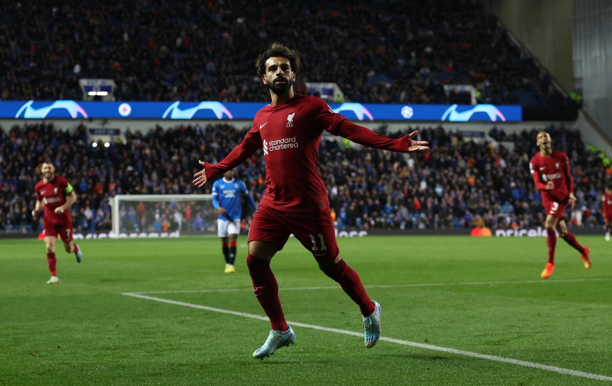 Mohamed Salah | Liverpool je na gostovanju v Glasgowu zaostajal z 0:1, nato pa je sledil veličasten preobrat rdečih. Zaznamoval ga je zlasti Mohamed Salah. | Foto Reuters
