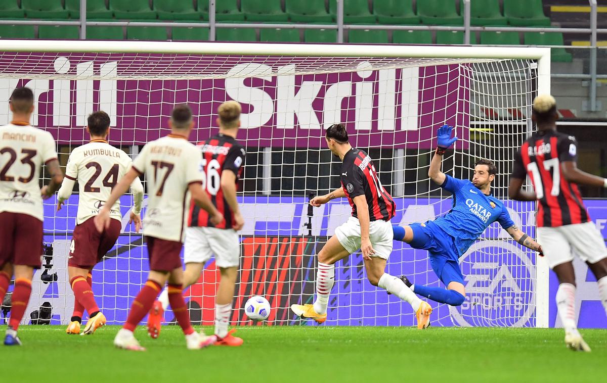 Zlatan Ibrahimović | Zlatan Ibrahimović je že v drugi minuti zatresel mrežo Rome, a se je derbi v Milanu končal brez zmagovalca. | Foto Reuters