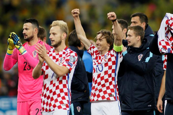 Veselje hrvaških nogometašev po zmagi v Kijevu. | Foto: Reuters