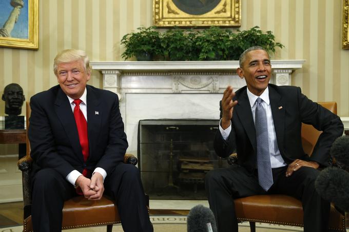 "V najinem pogovoru sem užival," je srečanje s Trumpom, ki sta ga v Beli hiši imela dva dneva po volitvah, ocenil Obama. | Foto: Reuters