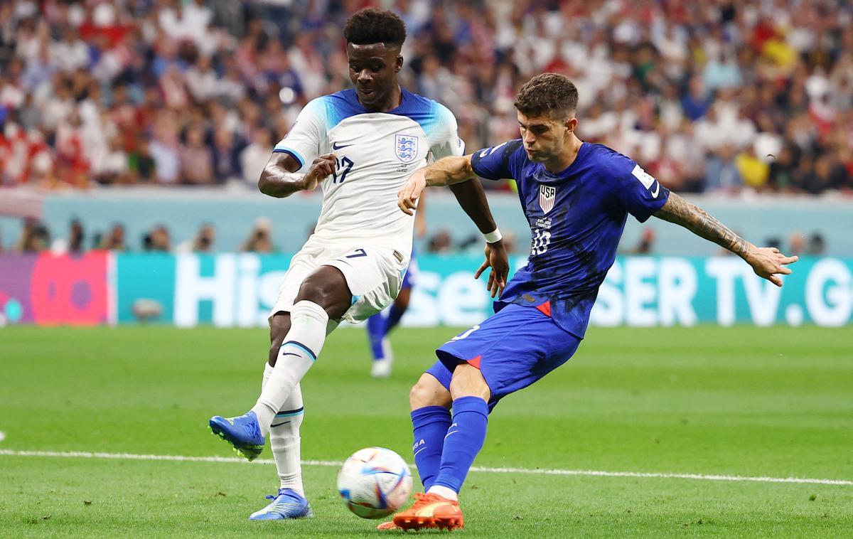 SP Anglija ZDA | Anglija je z ZDA igrala le 0:0. Najbližje golu je bil Američan Christian Pulisic. | Foto Reuters