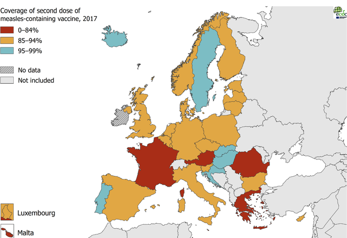 Precepljenost v Evropi | Foto: ecdc.europa.eu