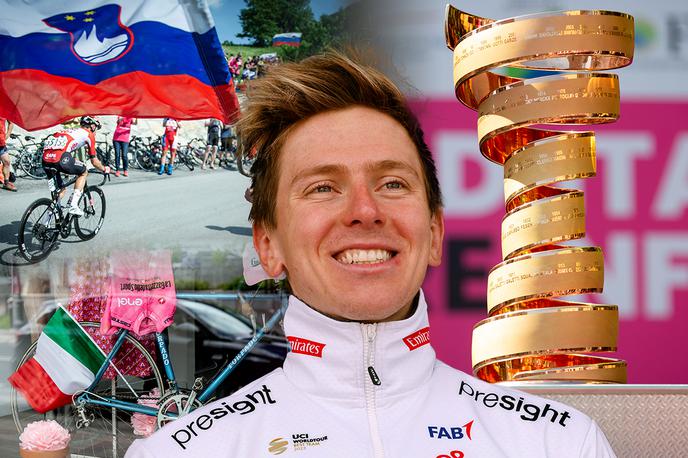Tadej Pogačar Giro kolaž | Tadej Pogačar je nesporno glavni favorit za zmago na letošnjem Giru. 