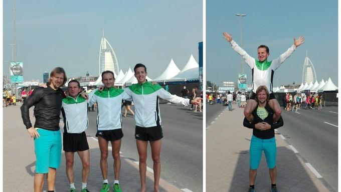 Januarja letos je v Dubaju dosegel olimpijsko normo. Na poti sta ga spremljala trener Roman Kejžar in tekač Urban Jereb, za logistiko pa je poskrbel vodja Sandijeve ekipe in njegov dolgoletni prijatelj Primož Černilec.. | Foto: 